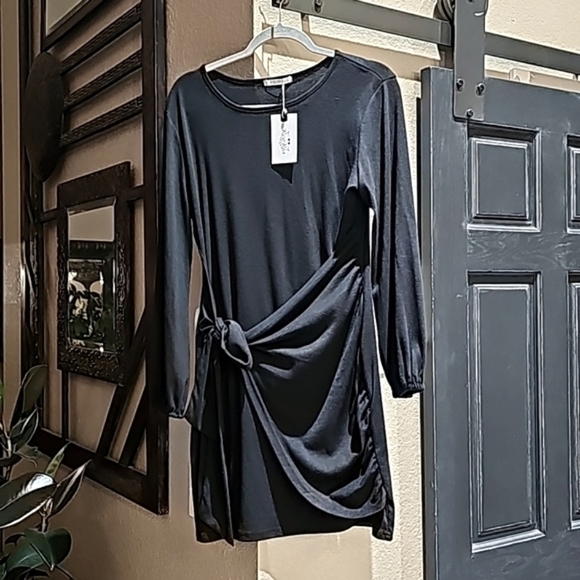 NWT Black Dress Faux Wrap L - Picture 3 of 4